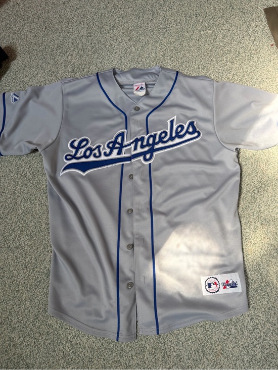 Majestic Other - Majestic Gray and Blue Los Angeles Baseball Jersey